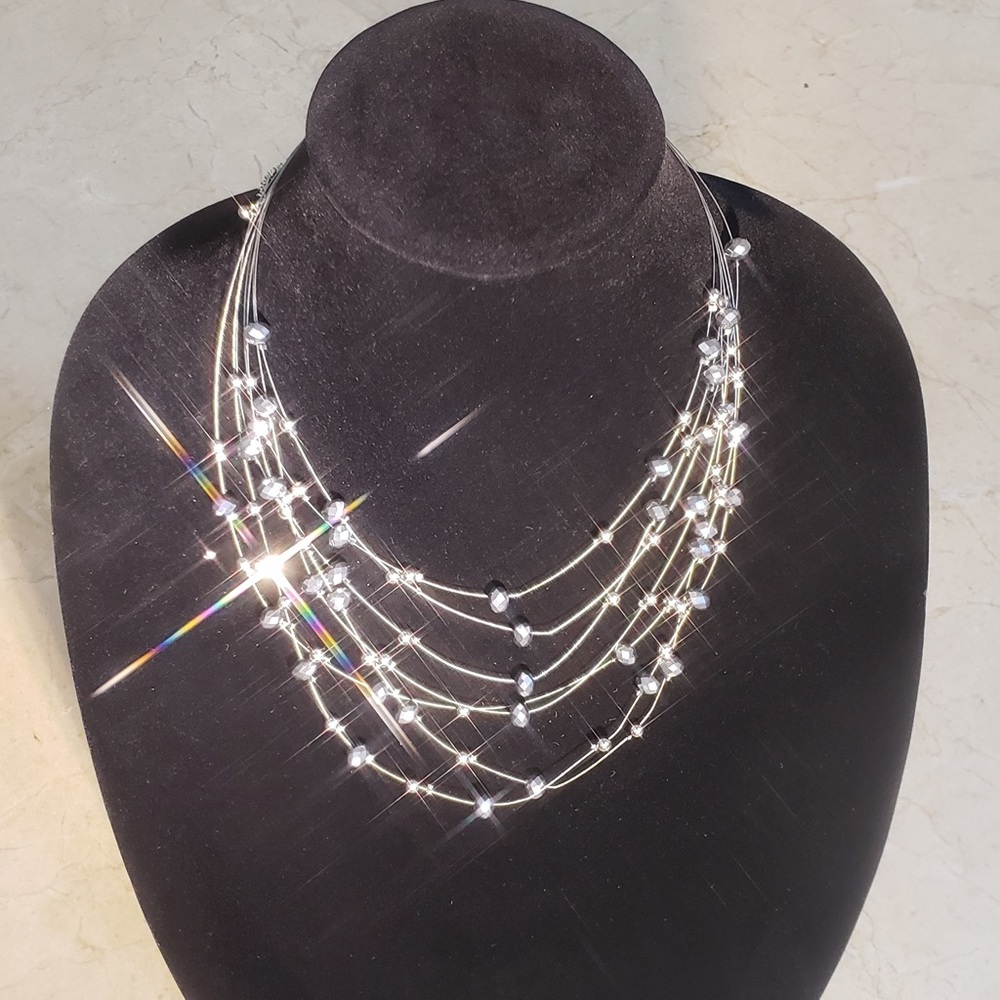 Layered Sliver Jewel Necklace